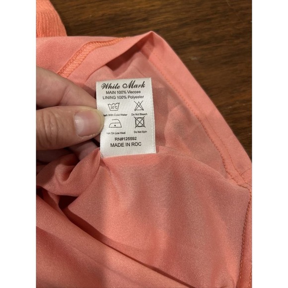 White Mark Dress Women Small Coral Flutter Sleeve V Neck Tie Back Tunic - Picture 6 of 12